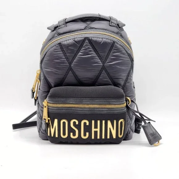 NWT! Moschino Quilted Nylon Logo Backpack s-l400.jpg main image 4